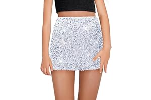 CharmWM Girls Sequin Skirt Kids Fashion High Waisted Sparkle Glitter Party Short Dress Mini Skirts 5-14 Years