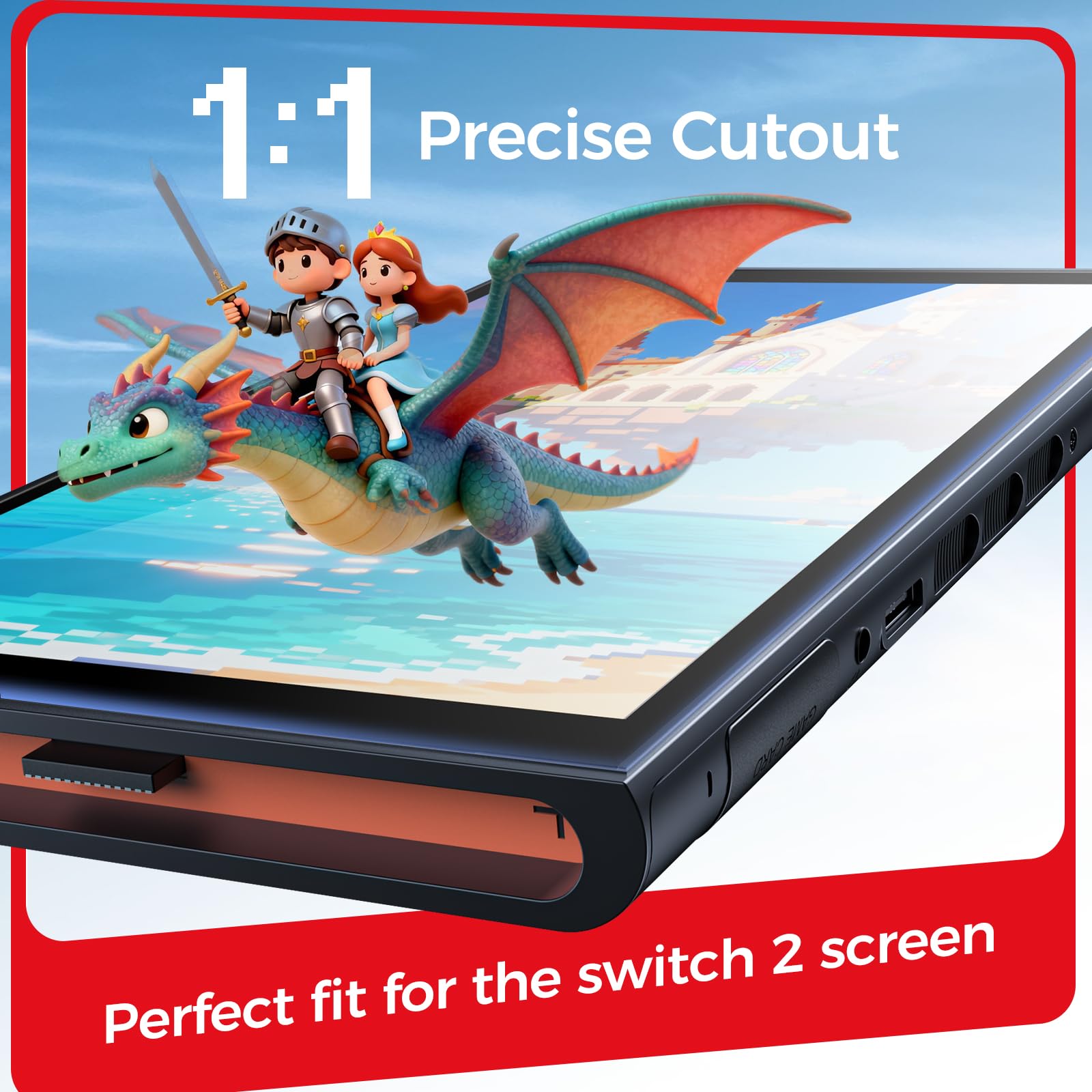 NEWDERY Displayschutzfolie für Nintendo Switch 2, 9H gehärtetes Glas, automatische Ausrichtung, blasenfreie, Anti-Fingerabdruck, kratzfest, Touchscreen‌‌, HD-klare Vollabdeckung, 2er-Pack 6