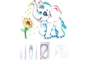 Uniquilling Quilling Kits, Paper Quilling Kit for Beginners with Quilling Tools& Using Manual, 8 * 10-in Elephant Gardener Paper Filigree Kits, DIY Quilling Artwork Modern Wall Art for Living Room