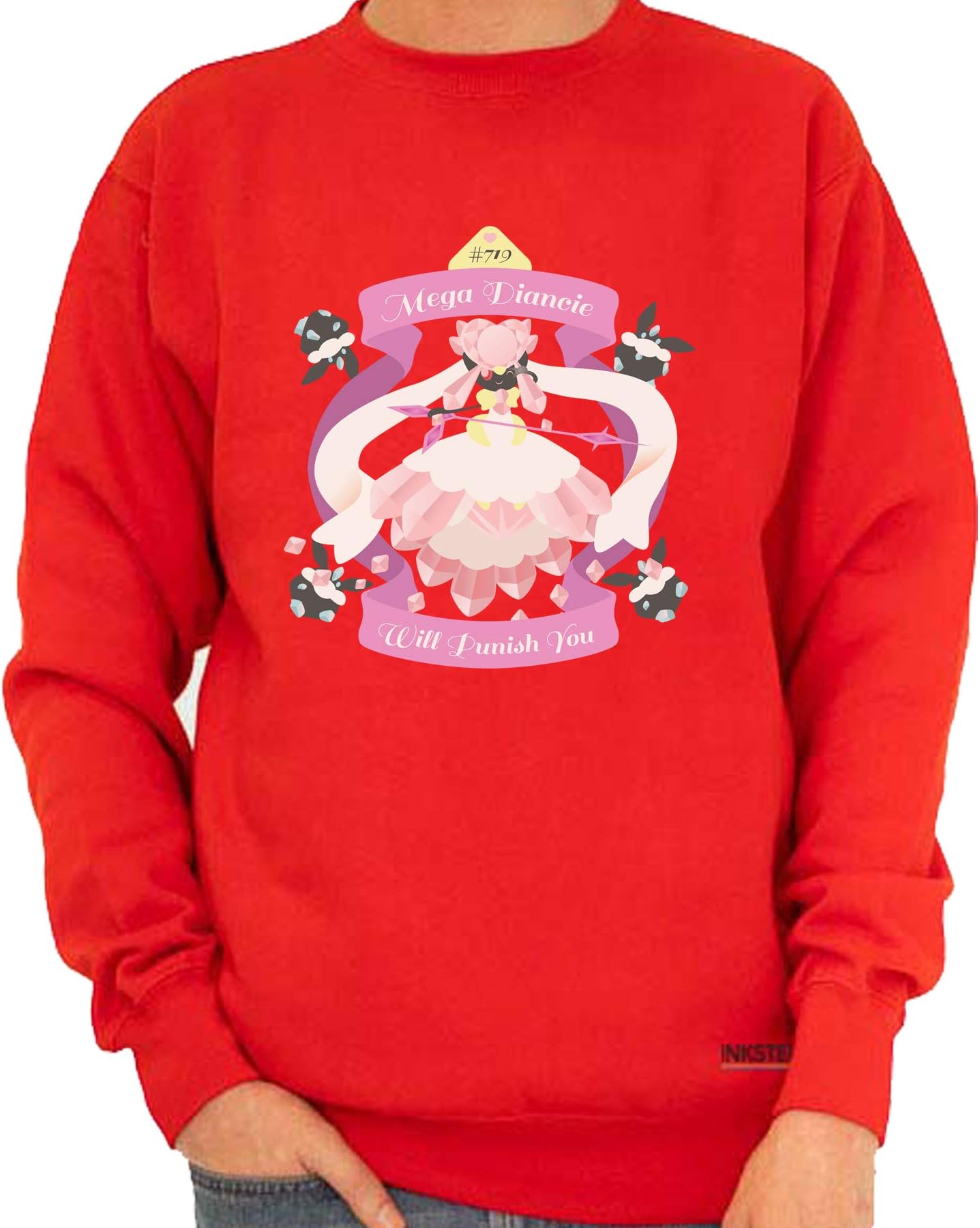 Mega Diancie Fanart - Crewneck - Pokémon Shirt (X-Large, Red)
