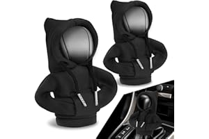Auto Dynasty 2pcs Car Gear Shift Knob Hoodie, Mini Hoodie Shifter Cover, Automotive Interior Decoration, Gear Shifter Stick Protector, Auto Manual Transmission Lever Cover, Black