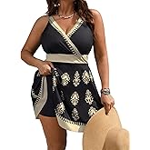 SCOMCHIC Womens Plus Size Swimsuit Swim Dress One Piece Floral Prints Bathing Suit Tummy Control Swim Suits Swimwear