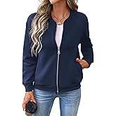 FIOPHY Women's Zip Up Sweatshirts Jackets Long Sleeve Bomber Jacket Casual Outwear with Pocket
