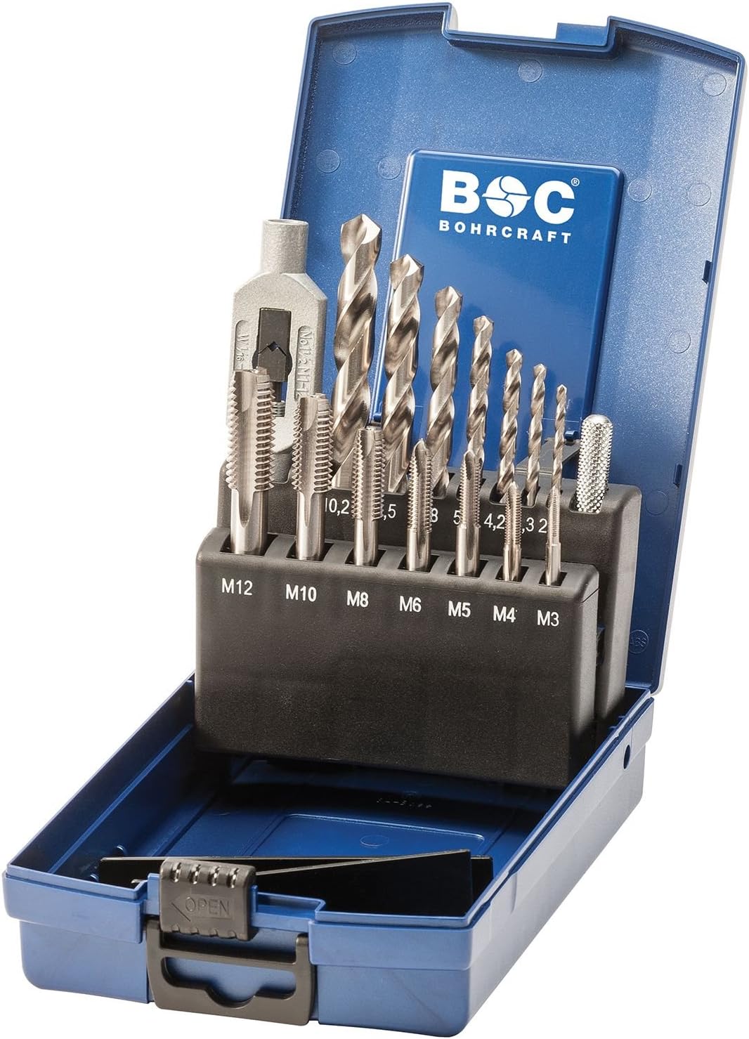 Bohrcraft Tap Drill Bit Set HSS-G, in ABS Box EGB15 M3 - M12 - 15 Piece, 15 Piece, 41201330015, Colourful