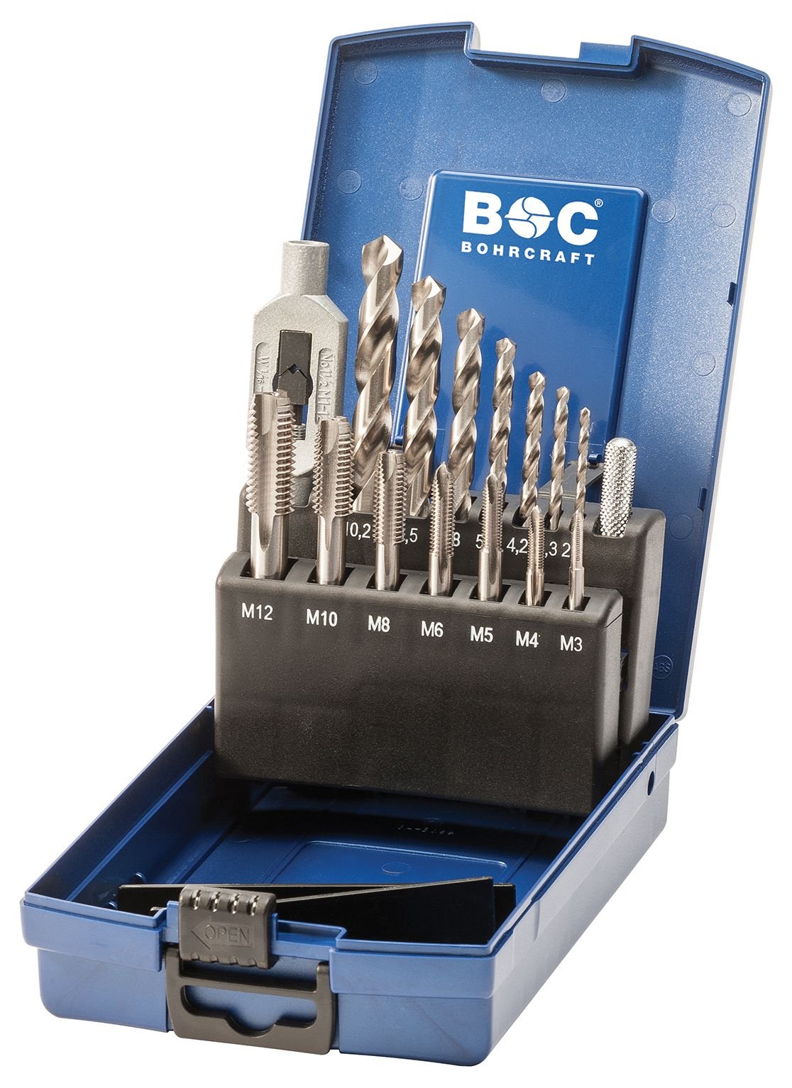 Bohrcraft Tap Drill Bit Set HSS-G, in ABS Box EGB15 M3 – M12 – 15 Piece, 15 Piece, 41201330015
