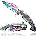 Generic Folding Pocket Knife - Mermaid Multi-Function Tools - Spring Assisted Opening Utility Knife - Multi Color Rainbow