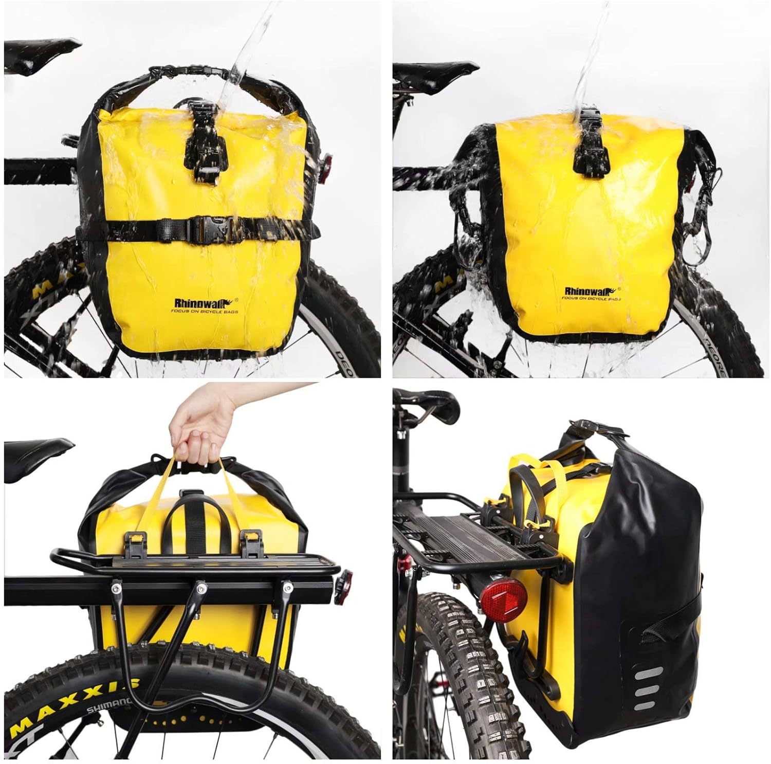 Rhinowalk Bike Bag Waterproof Bicycle Pannier Rear Seat Bag for Cycling Bicycling Traveling Riding Yellow - Image 5