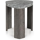 Signature Design by Ashley Surmour Contemporary End Table with Faux Marble Top, Light Gray