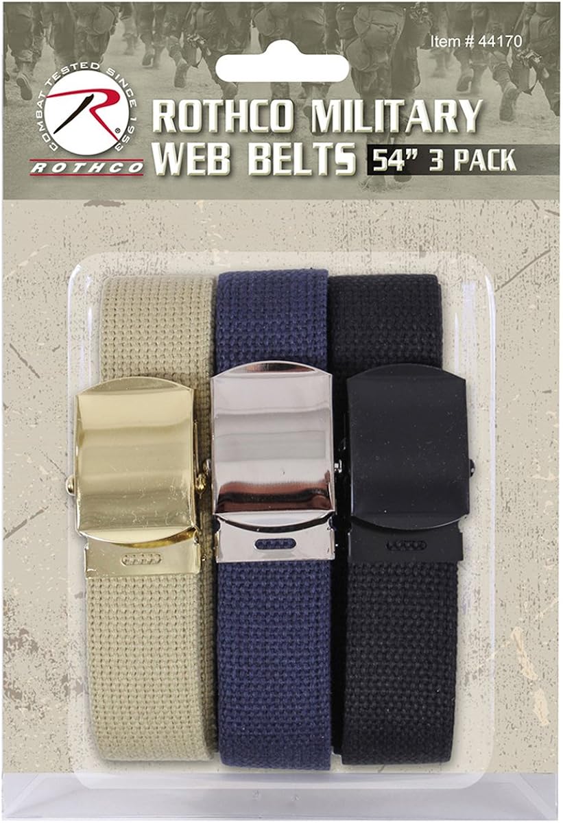 Rothco Military Web Belts (3 Pack), 54'': Clothing