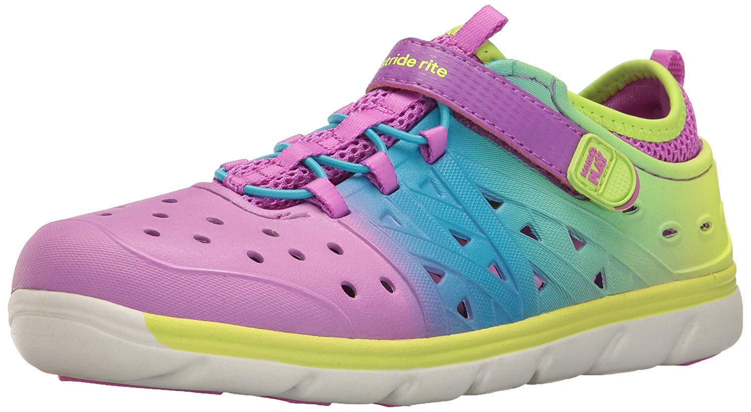 Stride Rite Made 2 Play Phibian Sneaker Sandal Water Shoe (Toddler/Little Kid/Big Kid), Magenta/Multi, 1 M US Little Kid Image