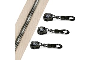 Sawoake Bulk 10 Yards Zipper - (#5) Nylon Coil with Gunmetal Teeth - 20PCS Sliders for DIY Sewing Craft Bags