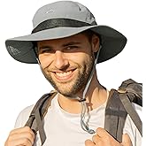 Mens Wide Brim Mesh Sun Hat XL XXL SPF UV Protection Boonie Bucket Sunhat Summer Golf Hiking Safari Outdoor Fishing Extra Large Size 8 24" Grey