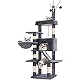 Gitelsnour Cat Tree, 63 inch Multi-Level Cat Tower for Indoor Cats, Cat Condo with Cat Scratching Post and Board, Cat Hammock, Smoky Gray GCT011G