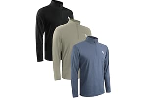 JumGear-Life 3Pack Men's Quarter Zip Pullover Sweatshirts Long Sleeve Workout Athletic Active Performance Shirt Dry Fit