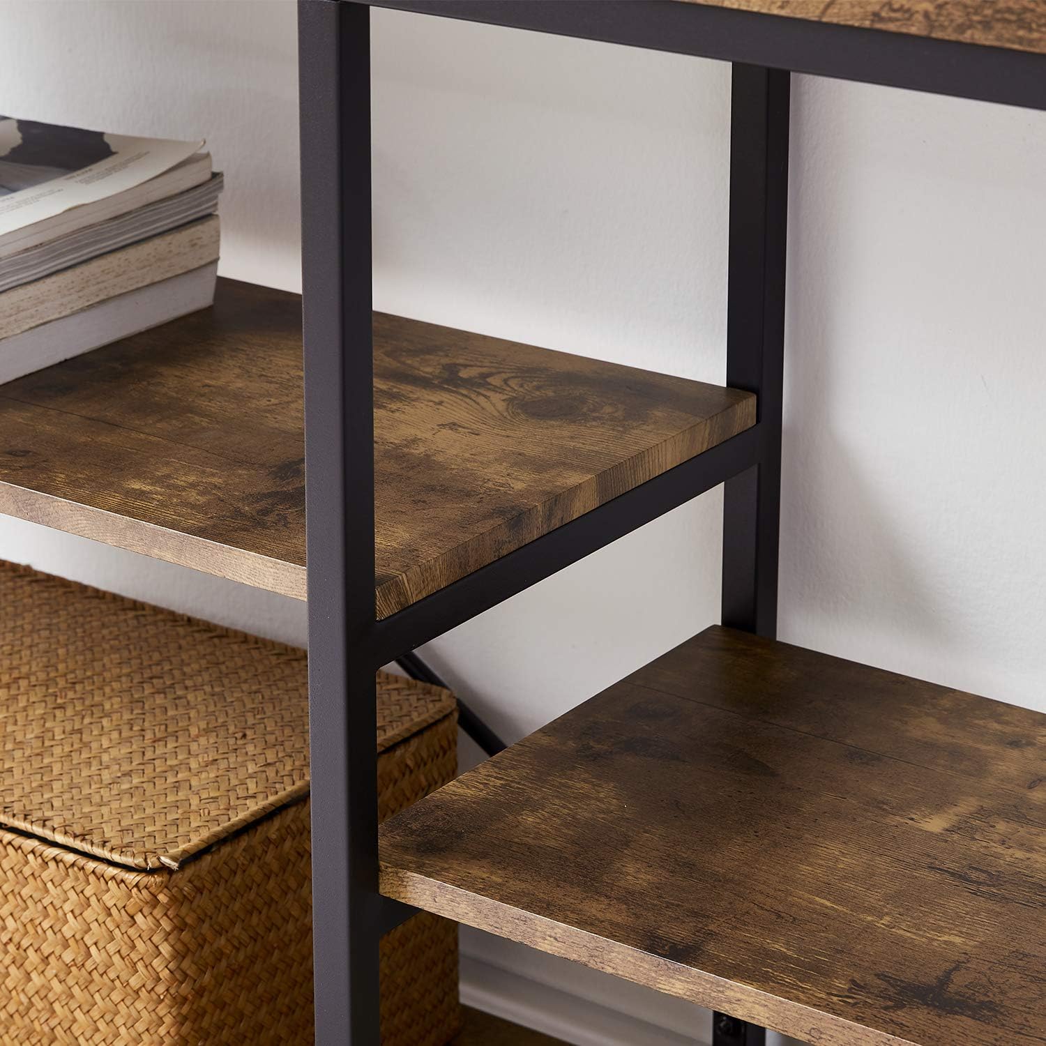 OIAHOMY Industrial Sofa Table,Console Table,3-Tier Industrial Rustic Hallway/Entryway Table,Easy Assembly,for Entryway, Living Room (Rustic Brown): Kitchen & Dining