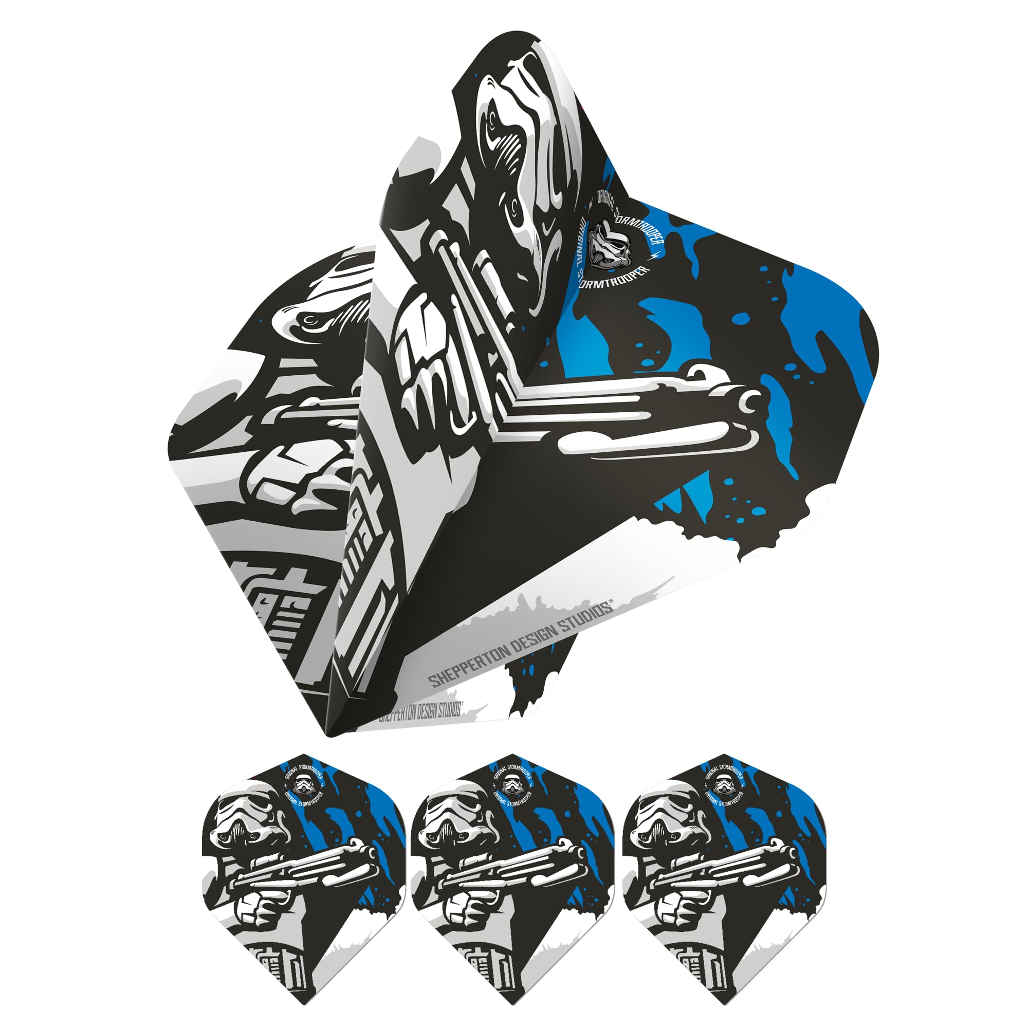 Shepperton Design Studios Original Stormtrooper Officially Licensed Dart Flights, Standard No2 Shape, 100 Micron, Blaster, 5 Sets of 3 Flights (5XF4154)