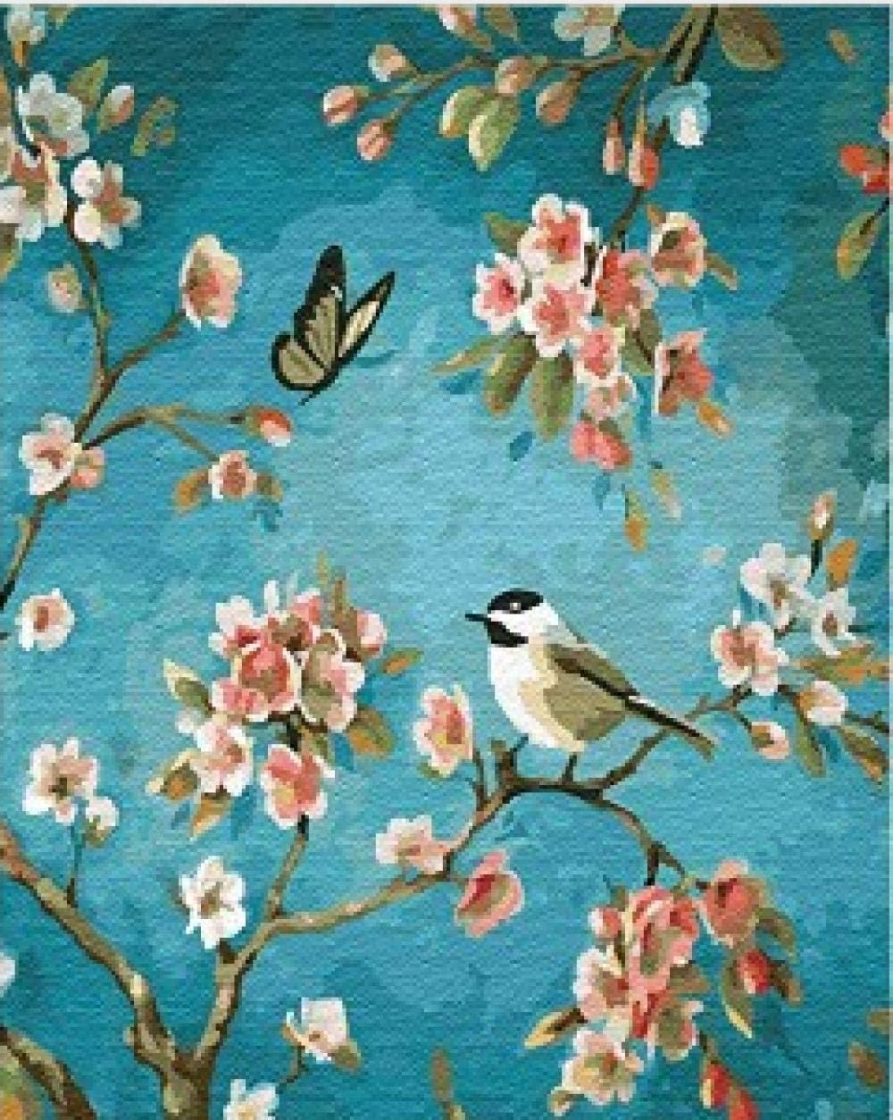 LHUTY DIY Pintura al óleo, Flor de albaricoque DIY Pintura al óleo Kit