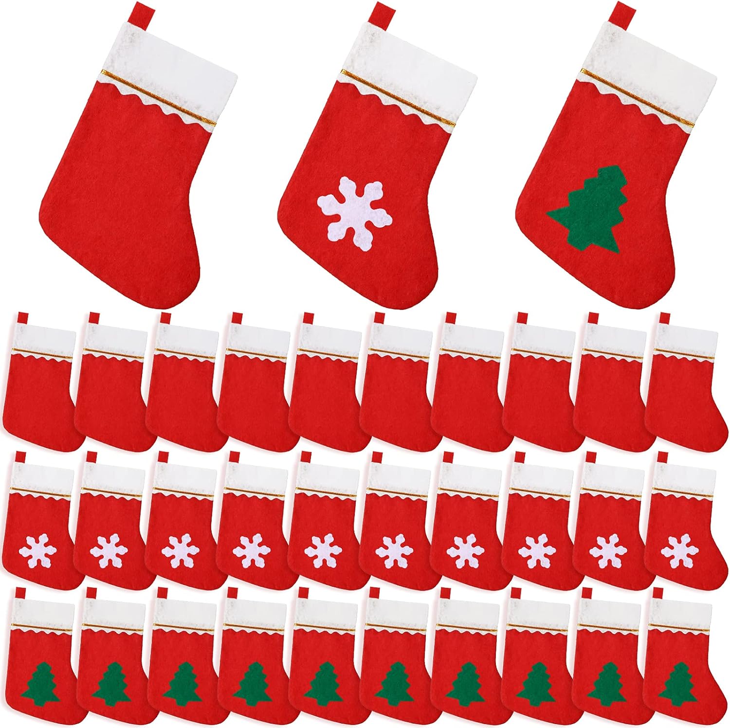 Stockings & Holders - 30 Pieces Christmas Socks Decoration Red White Christmas Stockings Xmas Stockings Christmas Tree Hanging Decoration for Holiday Xmas Party Tree Dinner Table Home Ornaments, 7.1 x 5.9 Inches