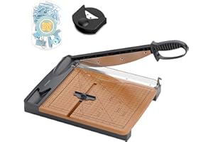 12 Inch Wood Guillotine Paper Cutter, Heavy Duty Paper Trimmer with 32 Sheets Capacity Paper Cutting Board for Classroom, Cra