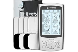 Stimease Tens Unit Muscle Stimulator, Dual Channel TENS EMS Machine, 24 Modes Muscle Massager with Upgraded Electrode Pads for Pain Relief Therapy, Electronic Back Massage, Drawstring Storage Bag
