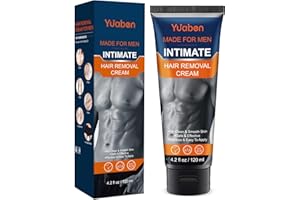 YUABEN Hair Removal Cream for Men - Painless, Flawless, Soothing Depilatory Device for Unwanted Male Hair in Intimate/Private Areas, Suitable for All Skin Types, 120ml