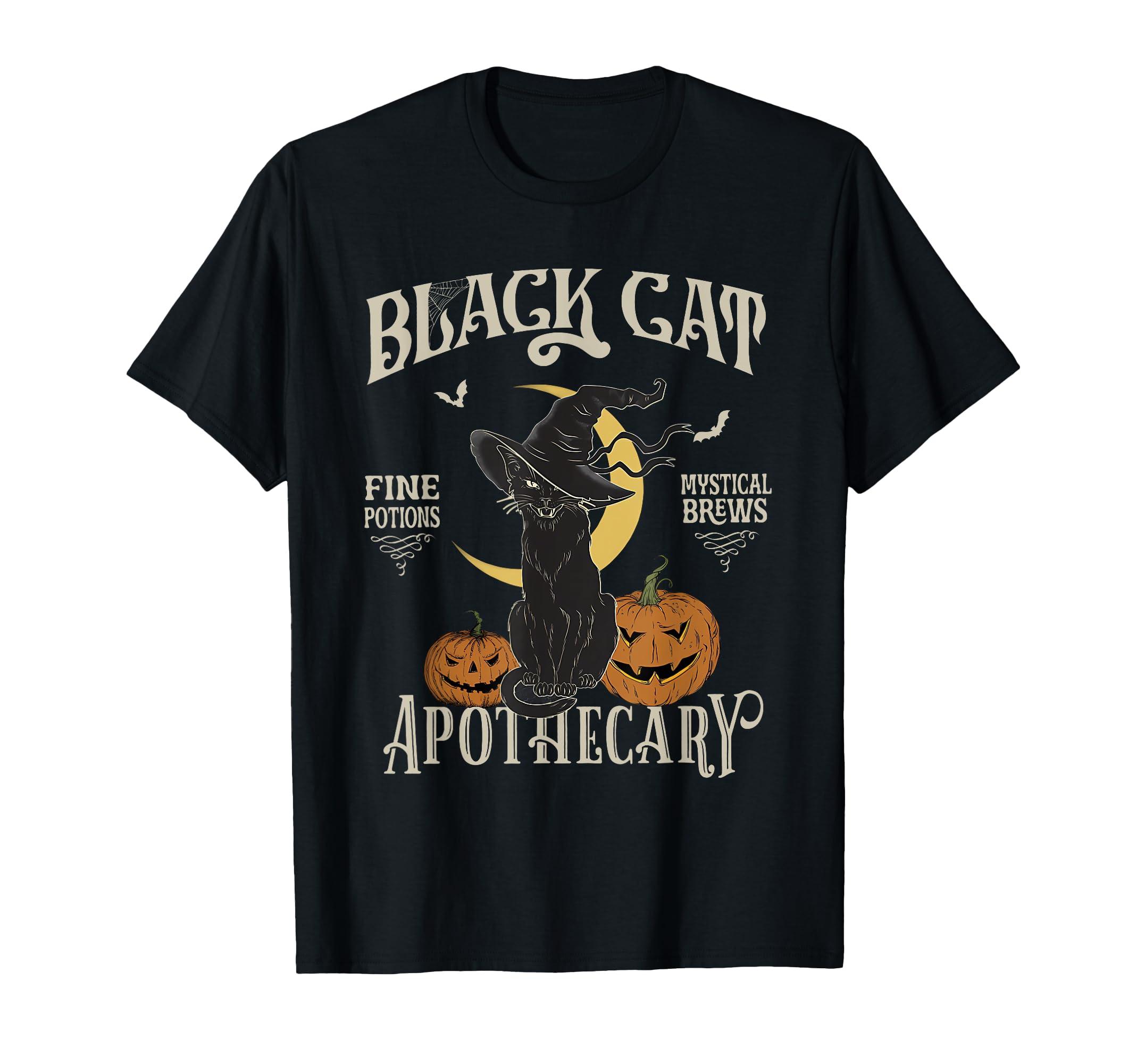 Photo 1 of Retro Scary Halloween Costume Black Cat Salem Apothecary T-Shirt