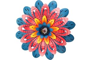 LITIALLY Outdoor Metal Flower Wall Art Garden Decor Cute Flowers Decorations Hanging for Outside Yard Porch Lawn Red 12x12 inches