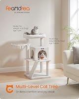 Feandrea Cat Tree Tower Widened Perch 45x30 cm Cream White PCT051T01V1 view 3