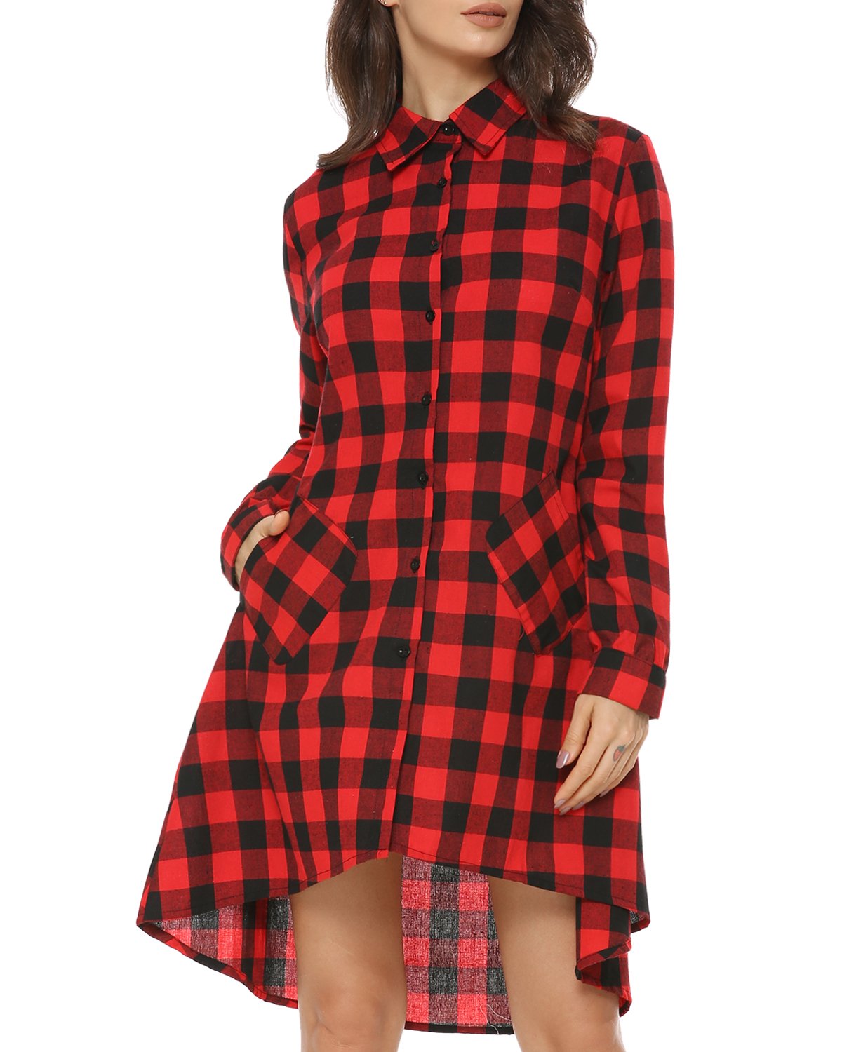 Womens Casual Oversize Plaid Tunic Dress Loose Asymmetrical Hem Long |  Desertcart Aruba