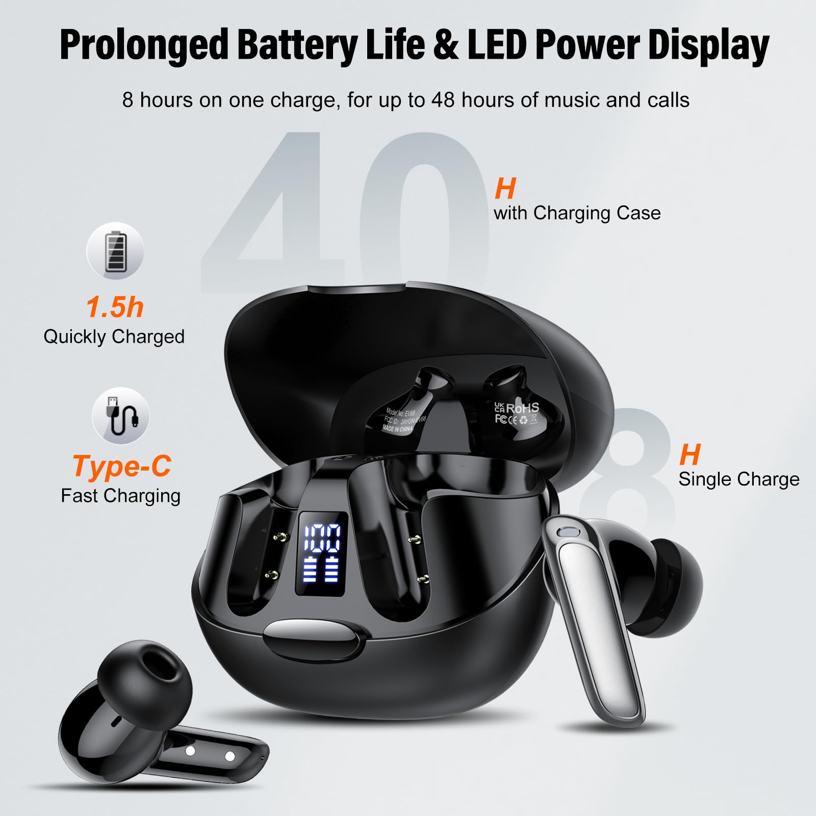 AI Language Translation Earbuds, 3-in-1 Translator Earbuds Real Time with 4 Translation Modes with APP, 164 Language Bluetooth 5.3 Headphones Translating Device for Travel/Business/Leaning, Deep Black