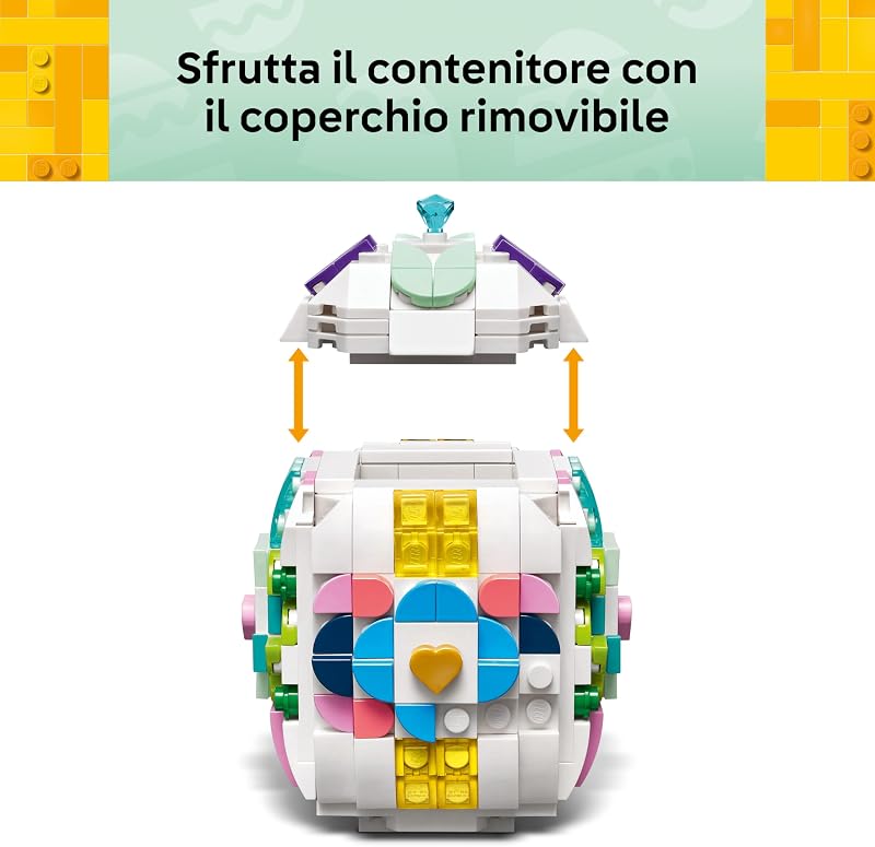 Uovo di Pasqua Decorativo - Decorazione Pasquale Giocattolo con Elementi Colorati come Cuori Dorati e Pietre Preziose - Regalo Creativo di Arti e Mestieri per Bambine e Bambini da 9 Anni - 40816