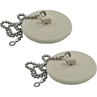 DANCO 80783P | Rubber Tub Stopper with Chain, White - 2 Pack