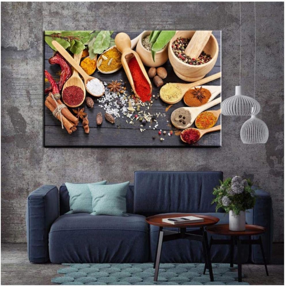 Cjyrjcc Kitchen Theme Wall Poster And Prints Various Seasonings Canvas