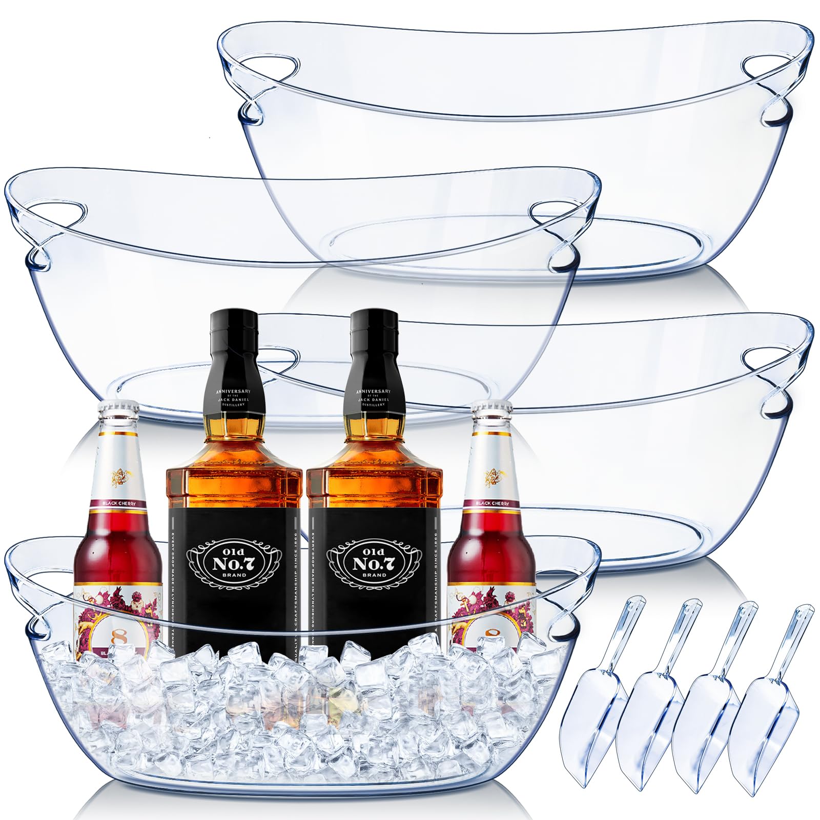 Photo 1 of Emycool Ice Bucket, 5.5L Large Ice Buckets for Parties and Freezer, Plastic Beverage Tub for Cocktail Bar with Scoops for Wine, Champagne, Beer (4PCS)