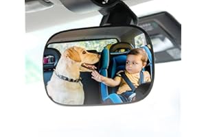 UISKY AA Automotive Car Interior Rearview Baby Mirror, Universal Wide Angle Convex Clip-on Mirror Backseat Adjustable Rearview for Babys Infant Toddler Child Children