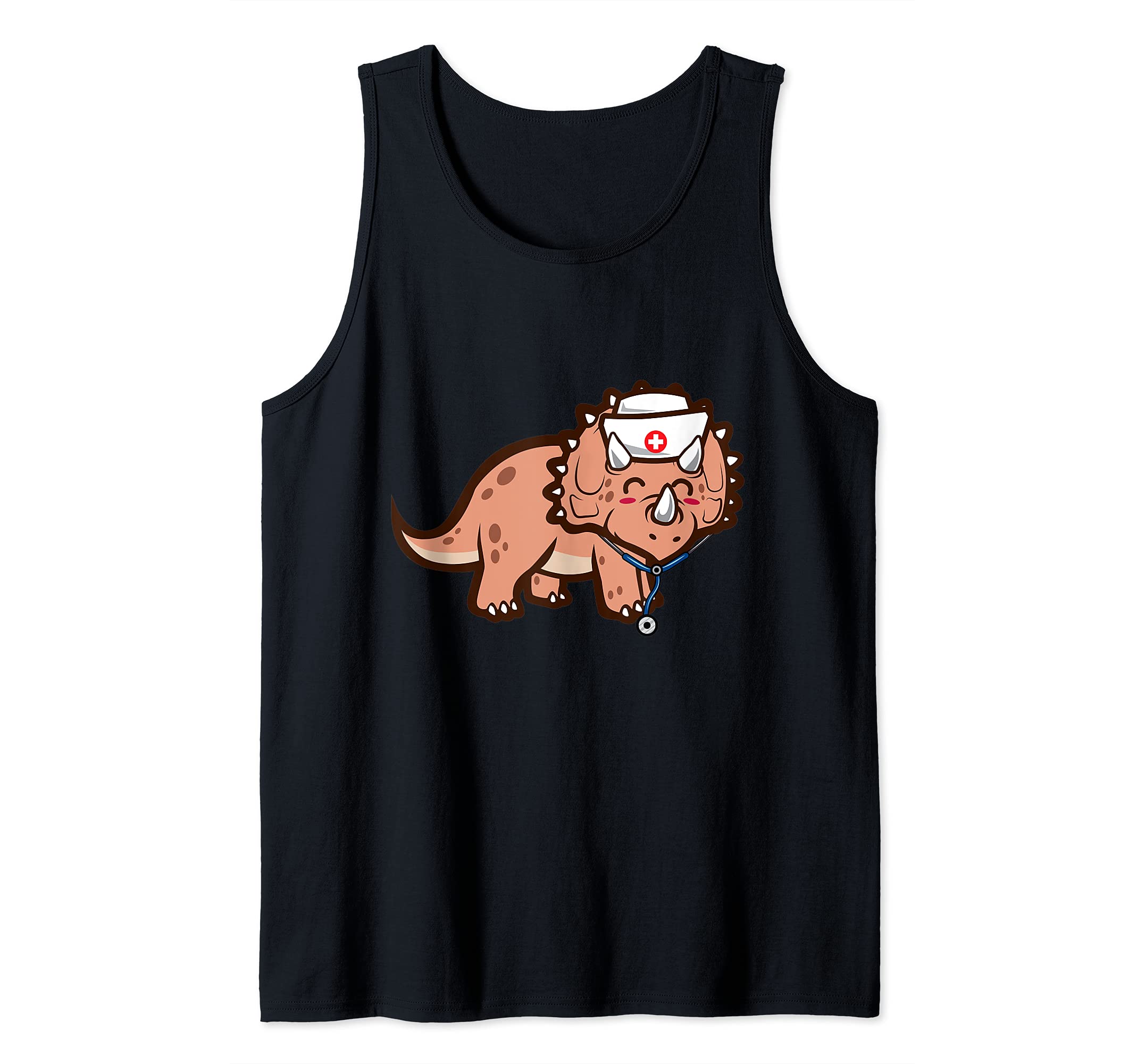 Cute Triceratops Dinosaur Nurse - International Nurse Day Tank Top