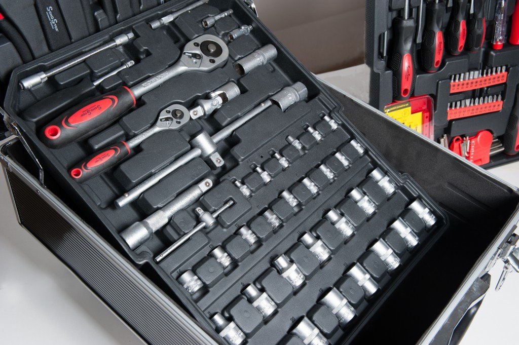 CASSETTA ATTREZZI PORTAUTENSILI SET LAVORO COMPLETA VALIGIA TROLLEY KIT