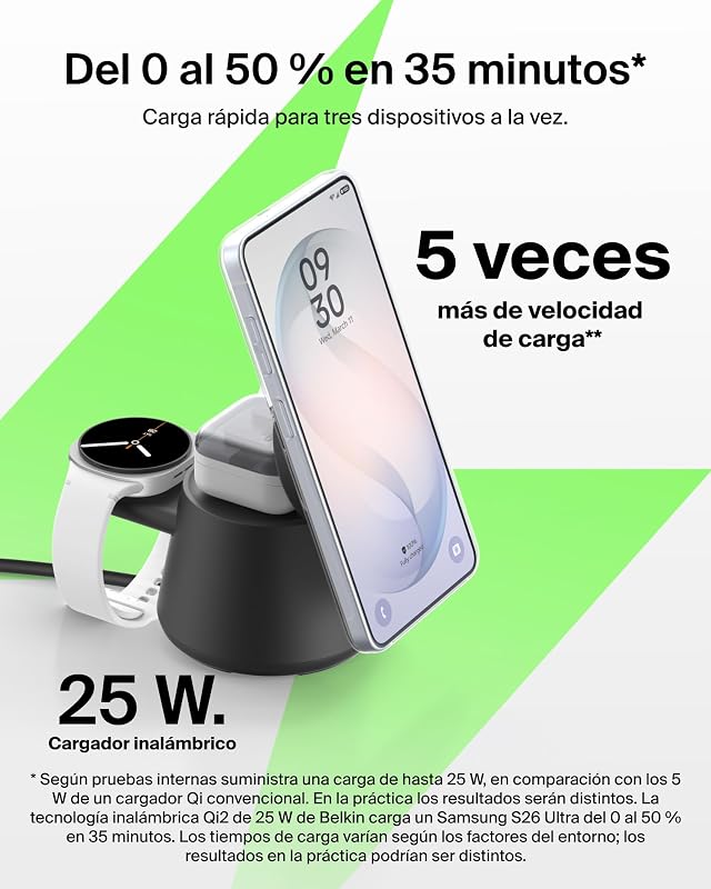 UltraCharge Pro 3 em 1 Qi2 25W Carregador Sem Fios Magnético Preto