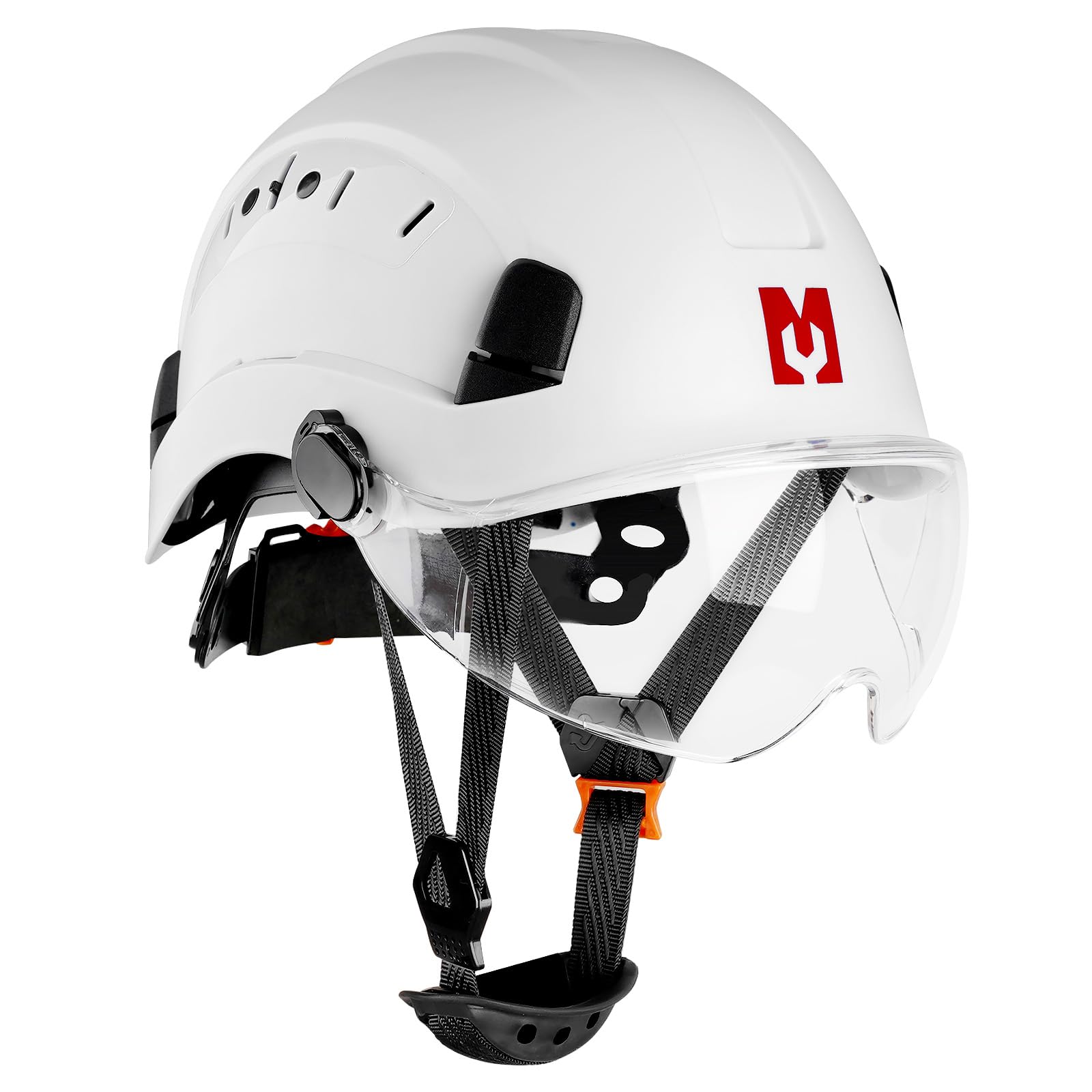 Mustbau Hard Hats with Safety Goggles EN397 Certified Safety Helmet with Chin Strap, Wheel Ratchet Adjust 53-63 cm for Construction, Forestry and Industrial