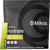 Mikra Hydrate Electrolytes Powder Packets, Sugar Free Hydration Powder Sticks, Naturally Flavored Electrolyte Drink Mix for Needed Hydration Support, Daily Wellness and Workout, Lemon Lime, 24 Pack