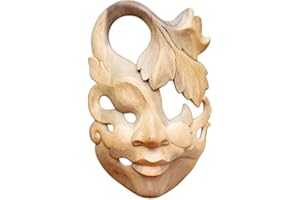 NOVICA Decorative Leaf and Tree Wood Mask, Beige 'Shy Maiden'