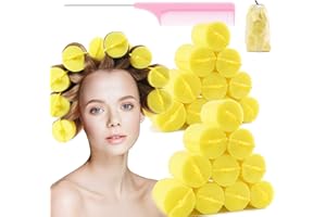 BEAUTIYAND Jumbo Foam Sponge Hair Roller Soft Sleeping rollers Curvy Wavy Hairstyle Curling Hair Styling Tools 24 Pieces Use For Long Hair Short Hair Ladies And Children 2"X2.75"(yellow)