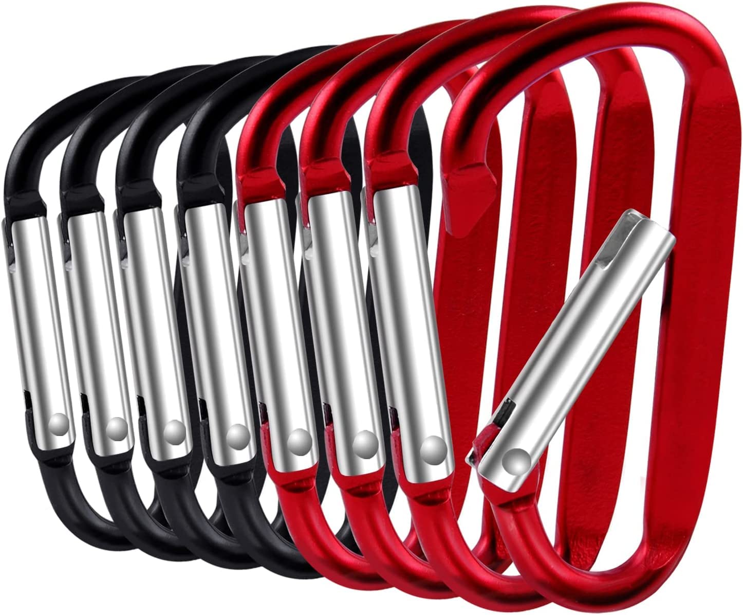 8 PCS Carabiner Keychain Clip, Aluminum D Ring Shape Hook Buckle, Multi-Function Spring Snap Keyring Accessories for Camping, Traveling, Fishing, Outdoor