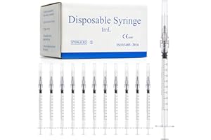 Meterbox 100 Pack 1ml Syringes with Needle 27G 1/2 Inch - Disposable Luer Lock Dispensing Syringe, Individually Wrapped