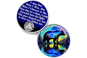 IELCJJ Aurora Polar Bear 1 Year Sobriety Coin - Rooted in Strength One Year AA Coins - Addiction Recovery NA AA Chips and Medallions - 1-10 Living Clean Narcotics Alcoholics Anonymous Gifts for Men Women