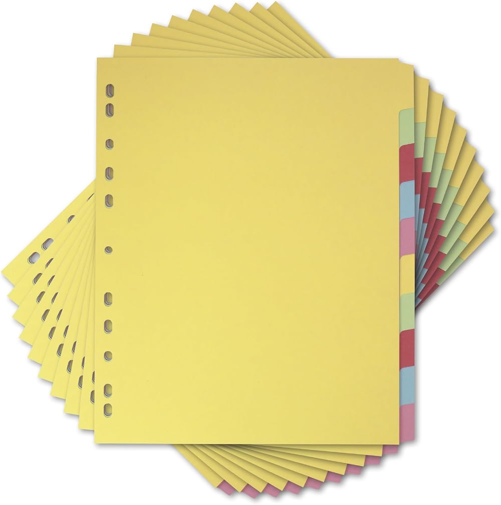 Elba A4+ Yellow 10 Part Dividers 10 Pack for Punched Pockets Office School