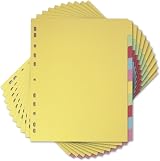 Elba A4+ Yellow 10 Part Dividers 10 Pack for Punched Pockets Office School