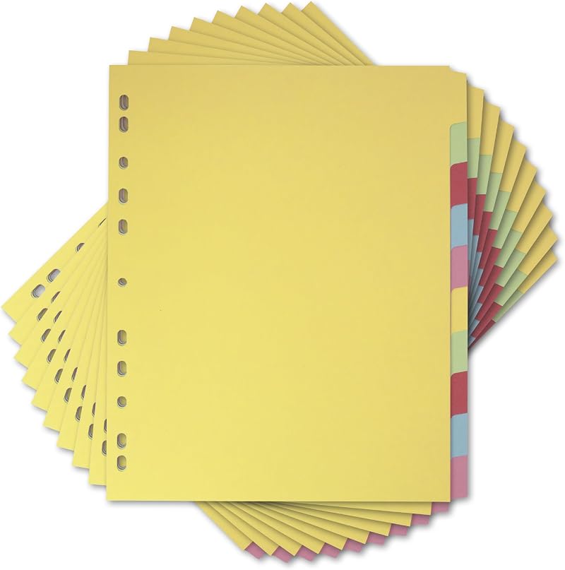 Elba A4+ Yellow 10 Part Dividers 10 Pack for Punched Pockets Office School
