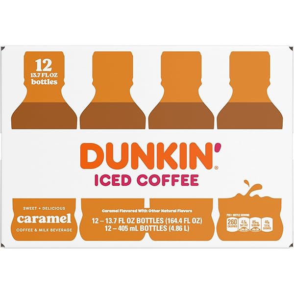 DUNKIN’ ICED COFFEE CARAMEL BOTTLES, 13.7 FL OZ,...