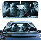 Funny Bigfoot Car Windshield Sunshades - Sasquatch Snow Monster Heatshield Front Window Sun Shade Blocks UV Rays - 59